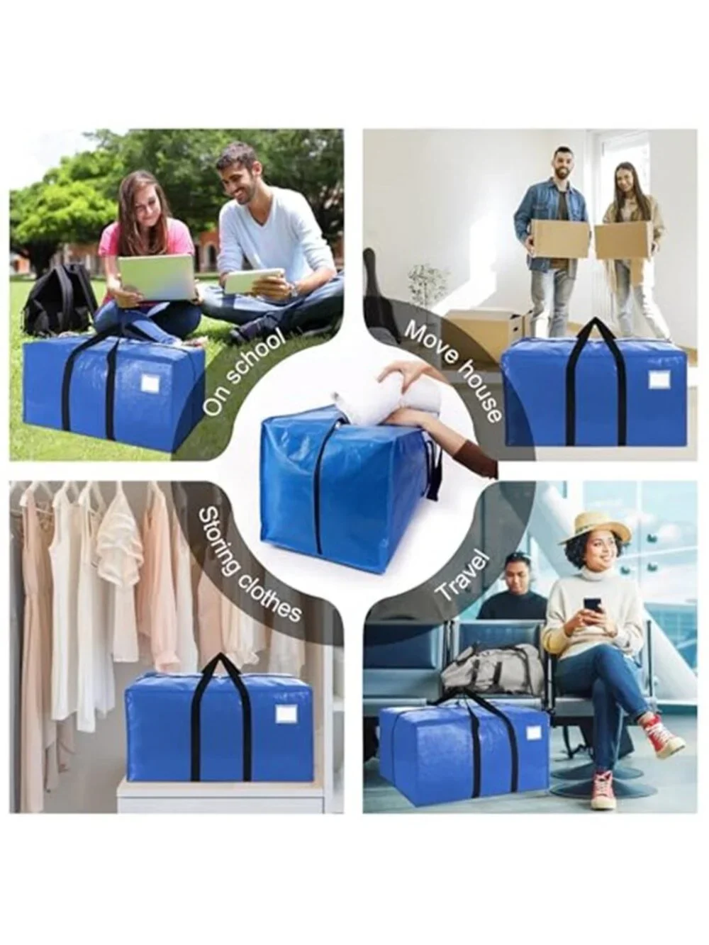 Heavy Duty Extra Large Moving Bags W/Backpack Straps - Strong Handles & Zippers